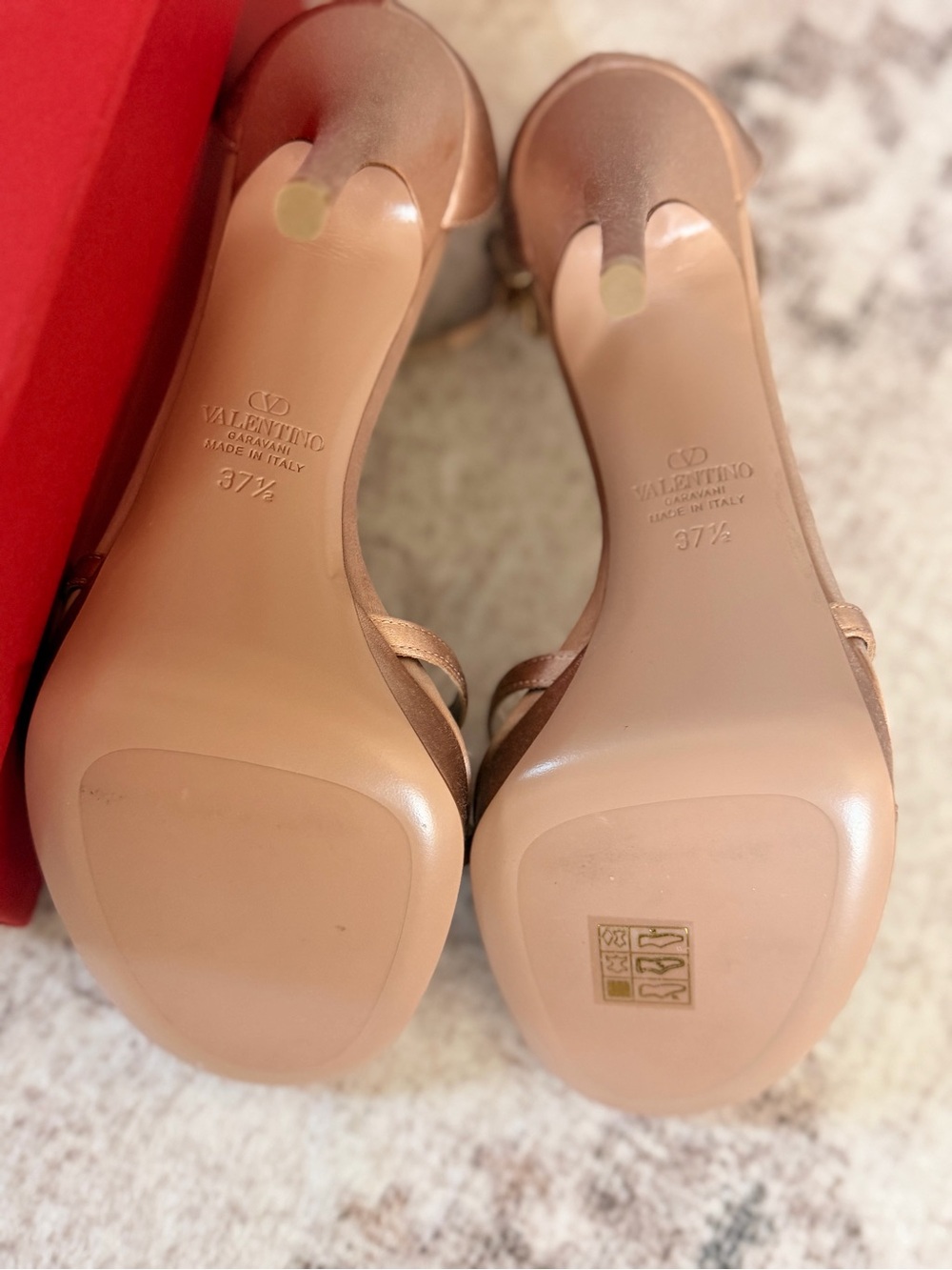 Valentino Garavani Nude Brown Strappy Platform Sandals - 37.5 - Picture 8 of 8